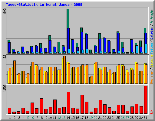 Tages-Statistik im Monat Januar 2008