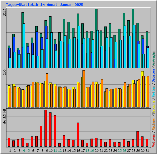 Tages-Statistik im Monat Januar 2025