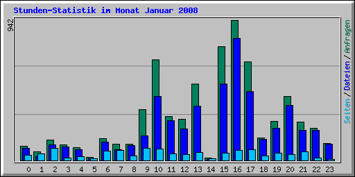 Stunden-Statistik im Monat Januar 2008